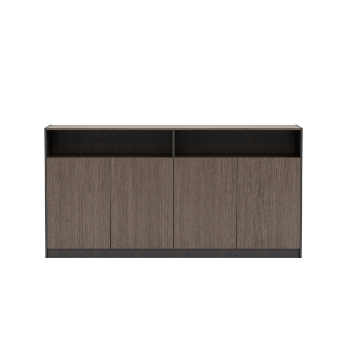 Arcadia Sleek Mahogany Home and Professional Short Bookshelf Library Wall Shelving Cabinet Unit with Drawers