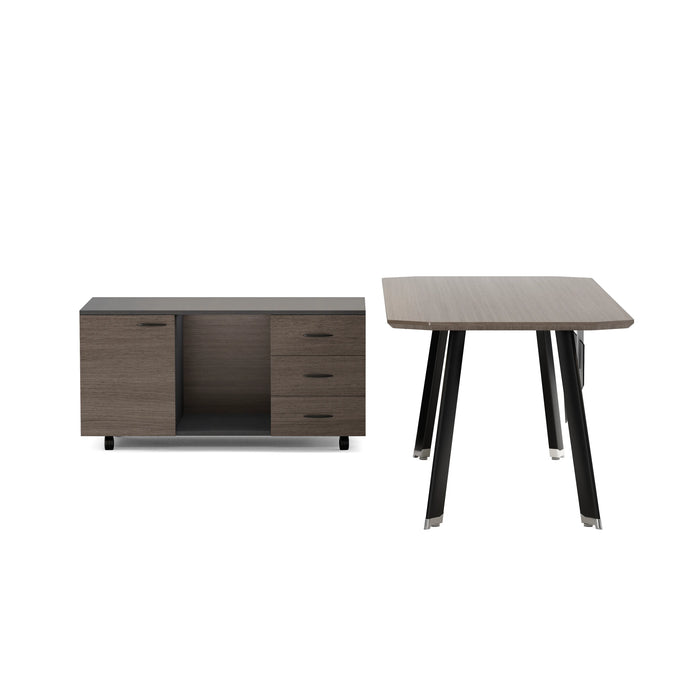 Arcadia Mid-sized High-end Black/Brown Space Saving Home and Professional Office Desk with Privacy Bevel and Cord Management