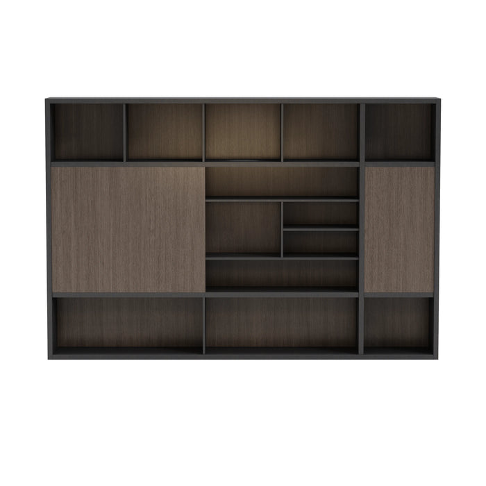 Arcadia Sleek Oak Beige Home and Professional Bookshelf Library Wall Shelving Storage Unit with Cabinets and Drawers