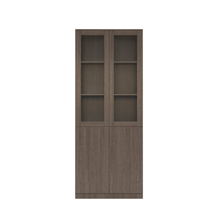 Arcadia Sleek Natural Brown Oak Home and Professional Bookshelf Library Wall Shelving Closed Storage Unit