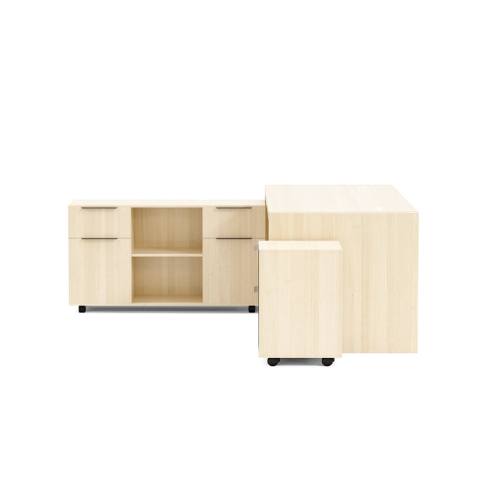 Escritorio ejecutivo rectangular Juliet de 63 a 71" con gabinetes de almacenamiento | AF Essence Carnegie WX-M2509