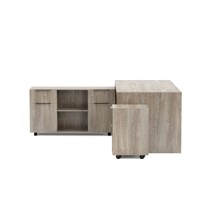 Escritorio ejecutivo rectangular Juliet de 63 a 71" con gabinetes de almacenamiento | AF Essence Carnegie WX-M2509