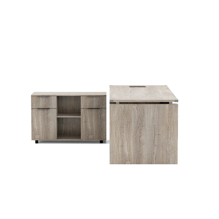 Escritorio ejecutivo rectangular Angel de 79" con gabinetes de almacenamiento | AF Essence Carnegie WX-M2506