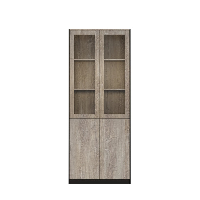 Arcadia Sleek Mahogany Home and Professional Bookshelf Library Wall Shelving Closed Storage Unit