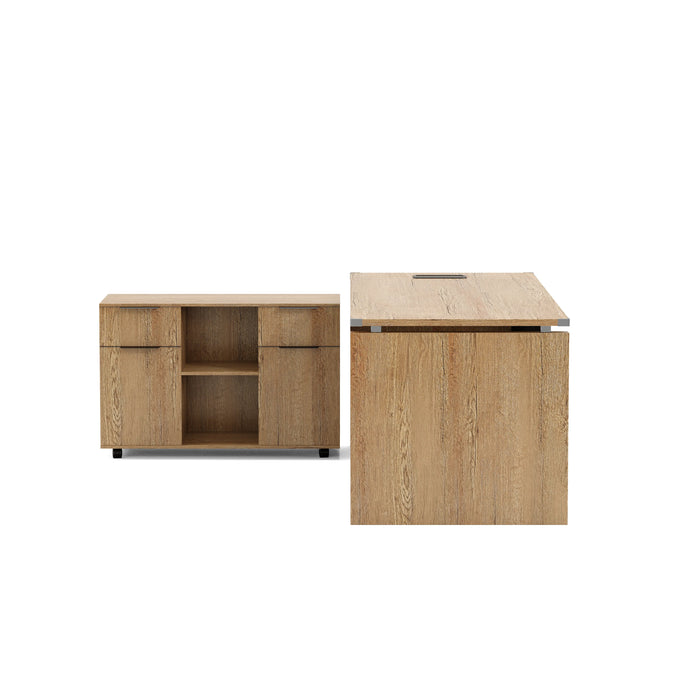 Escritorio ejecutivo rectangular Angel de 79" con gabinetes de almacenamiento | AF Essence Carnegie WX-M2506