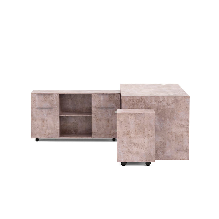 Escritorio ejecutivo rectangular Juliet de 63 a 71" con gabinetes de almacenamiento | AF Essence Carnegie WX-M2509