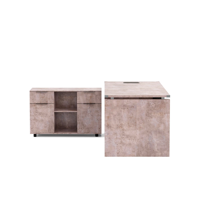 Escritorio ejecutivo rectangular Angel de 79" con gabinetes de almacenamiento | AF Essence Carnegie WX-M2506