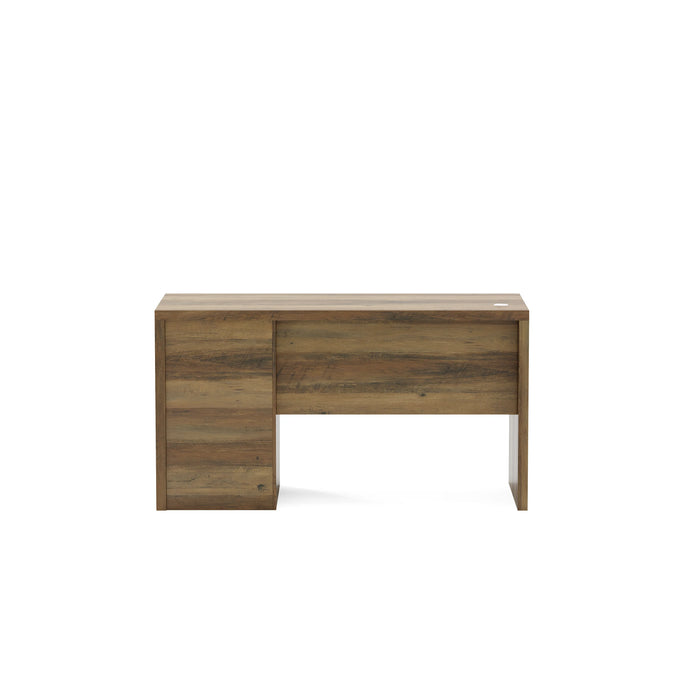 Arcadia Mid-sized Modern Natural Bold Dark Brown Oak Professional and Home Executive Office Desk with Mobile Cabinets, Drawers, and Cable Management