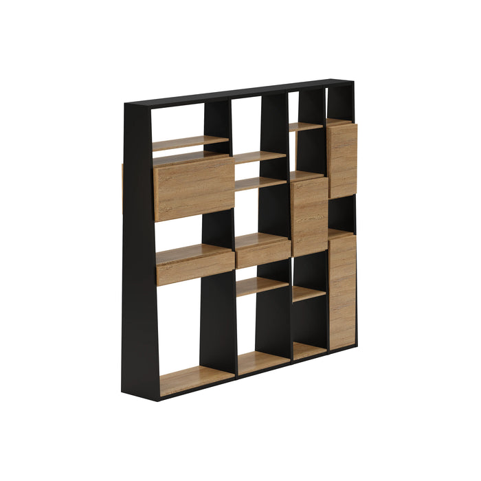 Arcadia Sleek Oak Beige Home and Professional Bookshelf Library Wall Shelving Open Display Storage Unit with Drawers