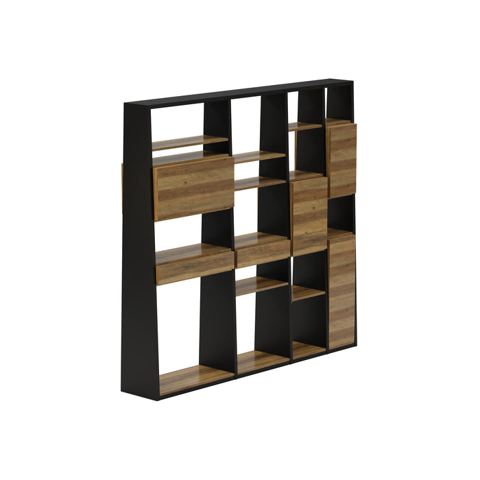 Arcadia Sleek Oak Beige Home and Professional Bookshelf Library Wall Shelving Open Display Storage Unit with Drawers