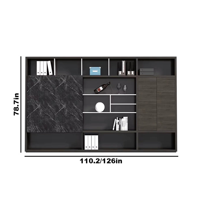 Arcadia High-end Gray and Black Home Office Residential and Commercial Shelving Wall Unit Library Wall Set