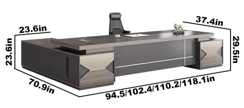 Salvador 63-118" Gray L-shaped Executive Desk | AF XY-090