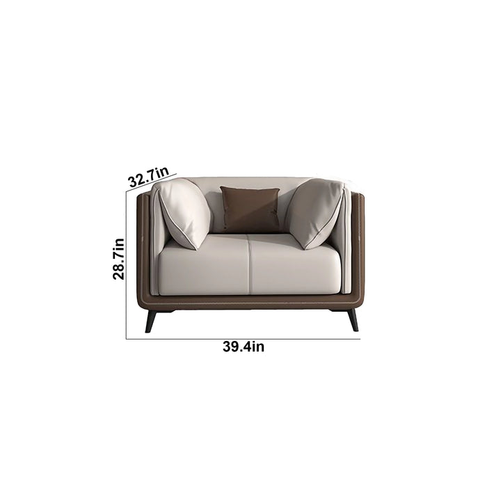 Reid 40-79" Beige PU Leather Lounge Seating Sofas | AF [ZT] JY-K2217