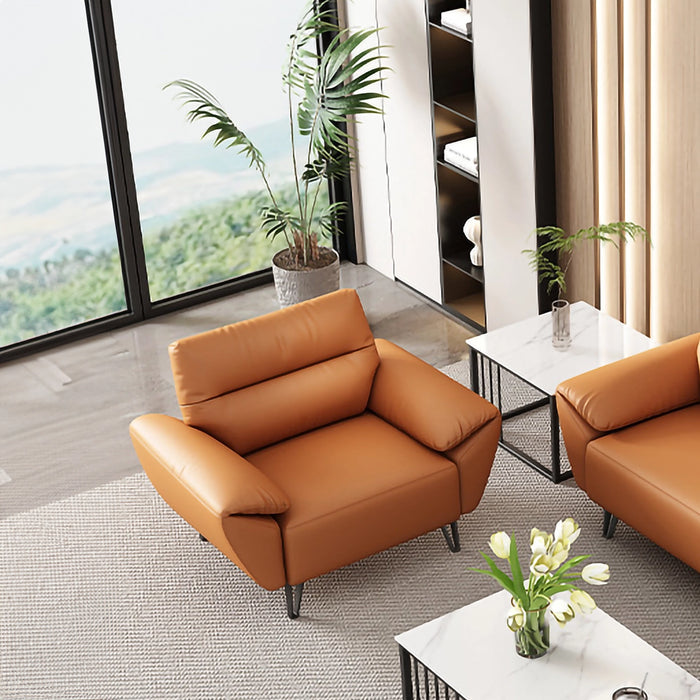 Sadie 40-80" Orange PU/Genuine Leather Lounge Seating Sofas | AF [ZT] LY-Q4