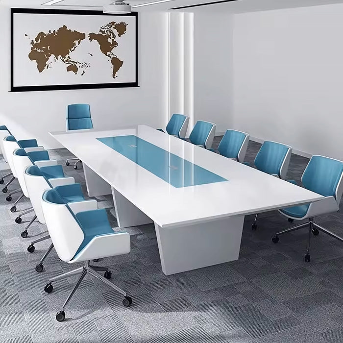 Arcadia Modern High Quality 6 to 16ft Ocean White Conference Table for Meeting Rooms and Boardrooms with Cable Management