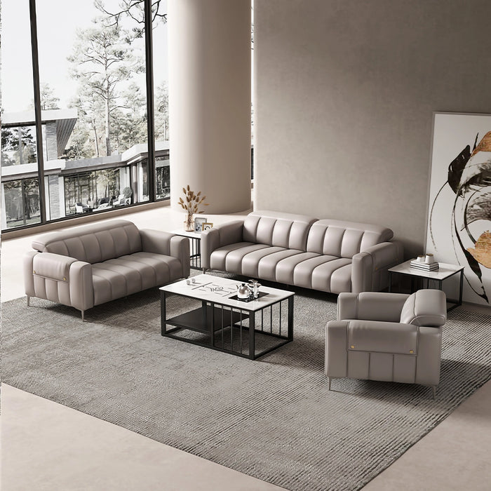 Mason 34-73" Beige PU/Genuine Leather Lounge Seating Sofas | AF [ZT] LY-PK