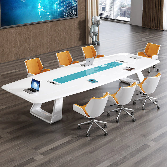 Arcadia Modern High Quality 7 to 16ft White Coral Breeze Conference Table for Meeting Rooms and Boardrooms with Cable Management