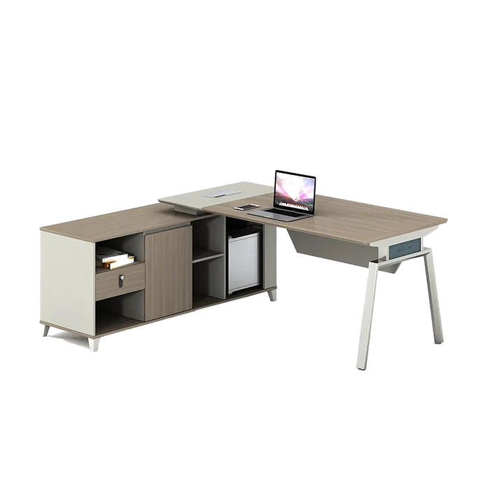 Selene 63-79" Beige L-shaped Executive Desk | AF ZS-JSD098B