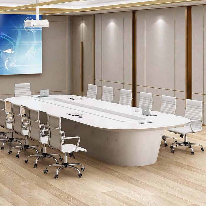 Arcadia High-end High Quality 7 to 16ft Pearl Luxe White Conference Table for Meeting Rooms and Boardrooms with Cable Management