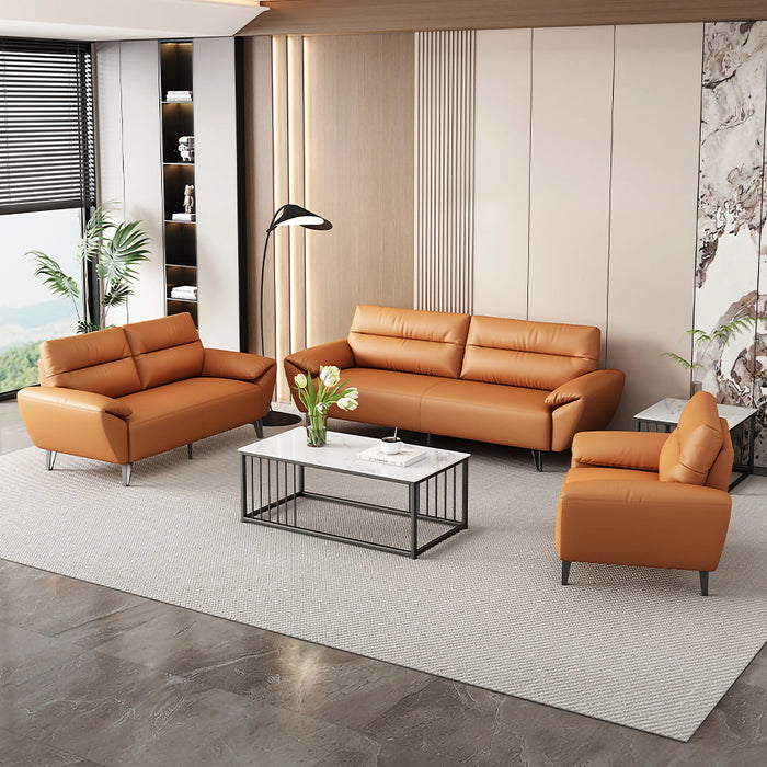 Sadie 40-80" Orange PU/Genuine Leather Lounge Seating Sofas | AF [ZT] LY-Q4