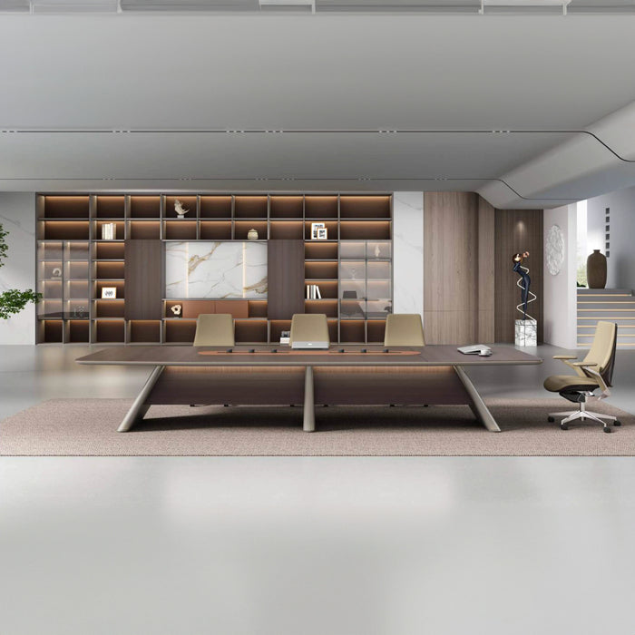 Arcadia 高端（12 至 16 英尺，可容纳 14 至 20 人）皇家橡木棕褐色会议室会议桌