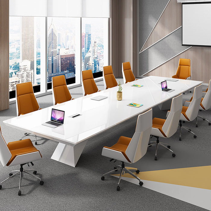 Arcadia High-end High Quality 7 to 16ft Fresh White Conference Table for Meeting Rooms and Boardrooms with Cable Management