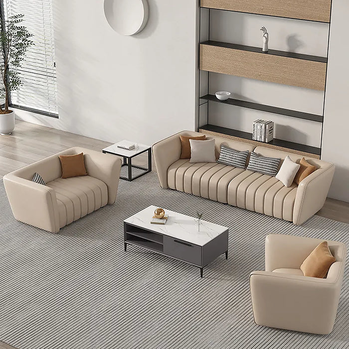 Nicolas 38-105" Beige PU Leather Lounge Seating Sofas | AF [ZT] LY-X1