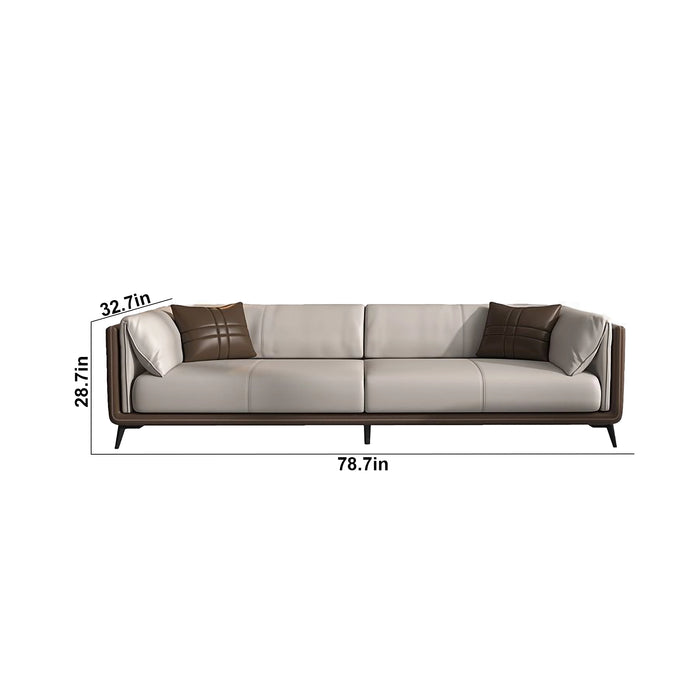 Reid 40-79" Beige PU Leather Lounge Seating Sofas | AF [ZT] JY-K2217