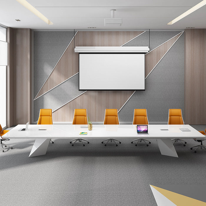 Arcadia High-end High Quality 7 to 16ft Fresh White Conference Table for Meeting Rooms and Boardrooms with Cable Management