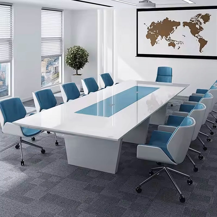 Arcadia Modern High Quality 6 to 16ft Ocean White Conference Table for Meeting Rooms and Boardrooms with Cable Management