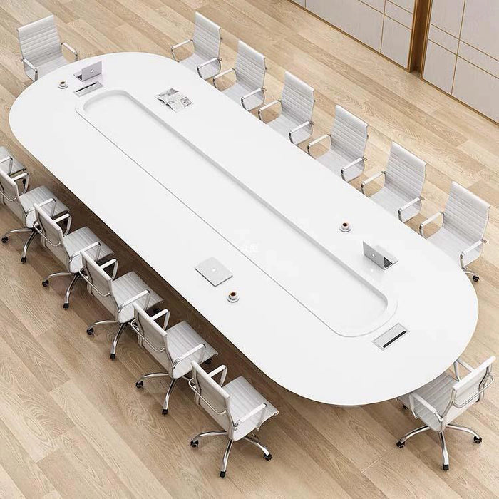 Arcadia High-end High Quality 7 to 16ft Pearl Luxe White Conference Table for Meeting Rooms and Boardrooms with Cable Management