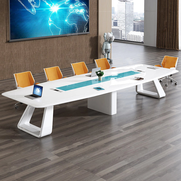 Arcadia Modern High Quality 7 to 16ft White Coral Breeze Conference Table for Meeting Rooms and Boardrooms with Cable Management