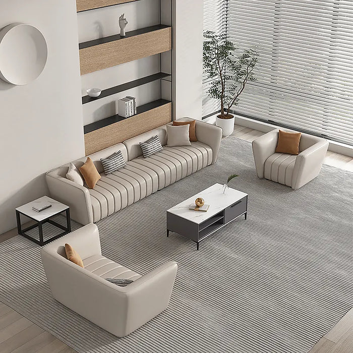 Nicolas 38-105" Beige PU Leather Lounge Seating Sofas | AF [ZT] LY-X1