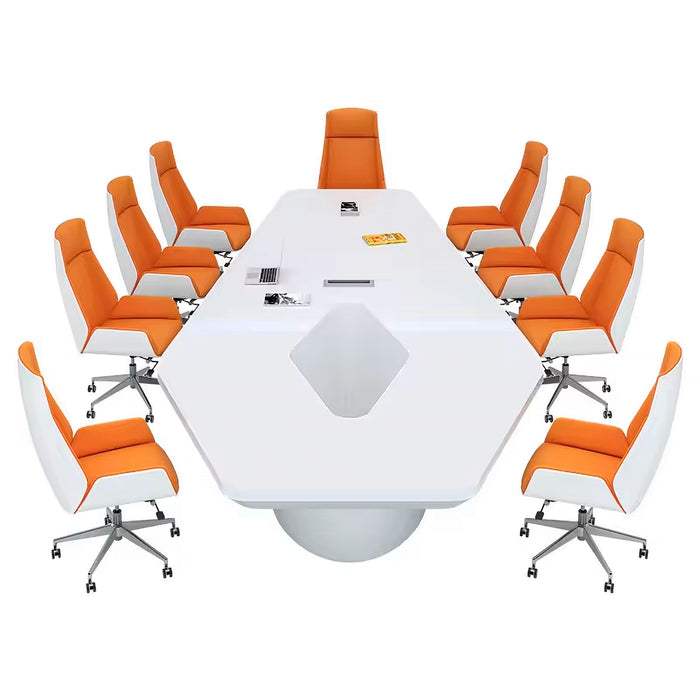 Arcadia Modern High Quality 7 to 16ft Sheer White Conference Table for Meeting Rooms and Boardrooms with Cable Management