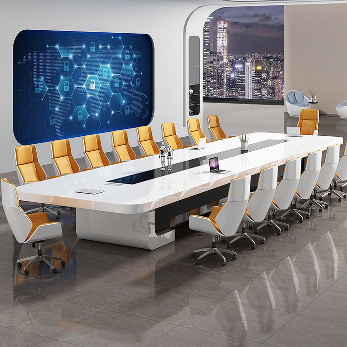 Arcadia Modern High Quality 7 to 16ft Shadow Pearl Conference Table for Meeting Rooms and Boardrooms with Cable Management