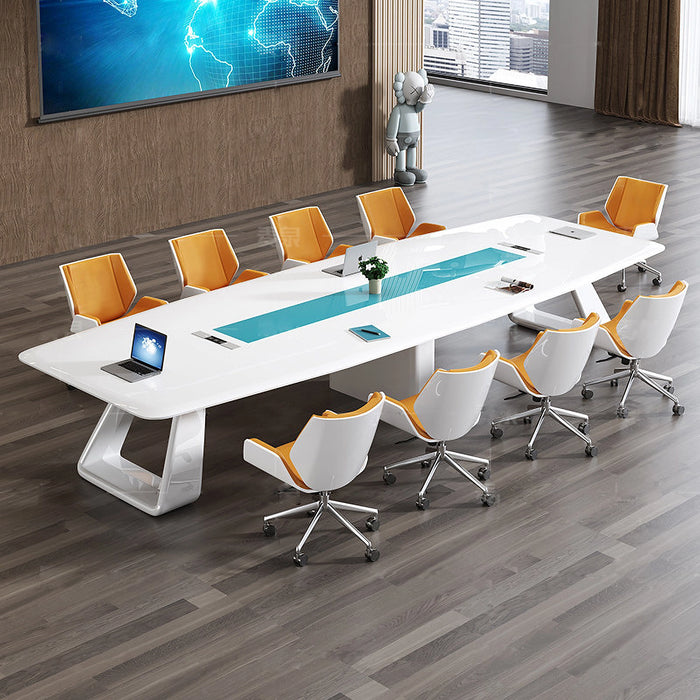 Arcadia Modern High Quality 7 to 16ft White Coral Breeze Conference Table for Meeting Rooms and Boardrooms with Cable Management