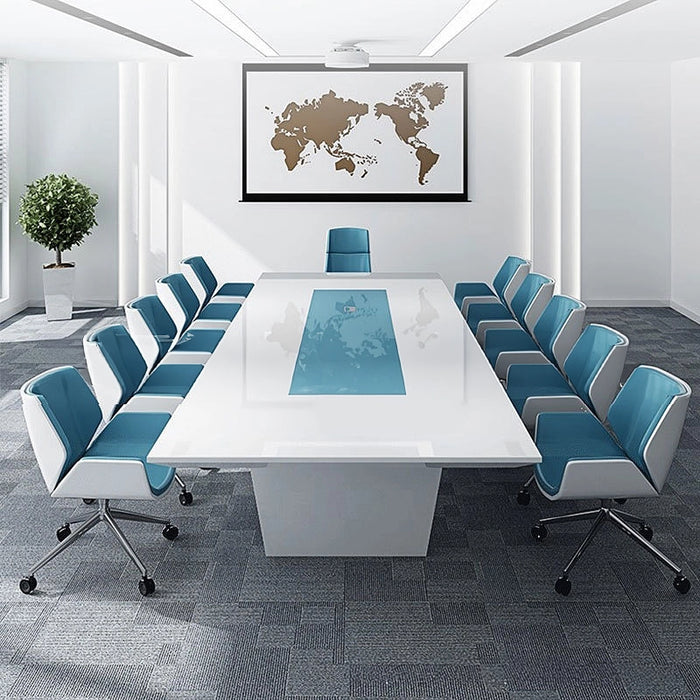 Arcadia Modern High Quality 6 to 16ft Ocean White Conference Table for Meeting Rooms and Boardrooms with Cable Management