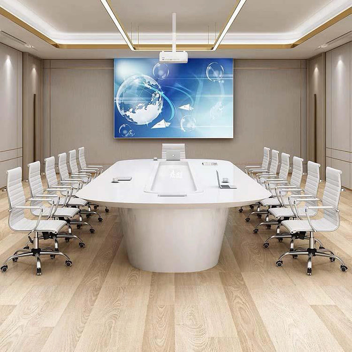 Arcadia High-end High Quality 7 to 16ft Pearl Luxe White Conference Table for Meeting Rooms and Boardrooms with Cable Management