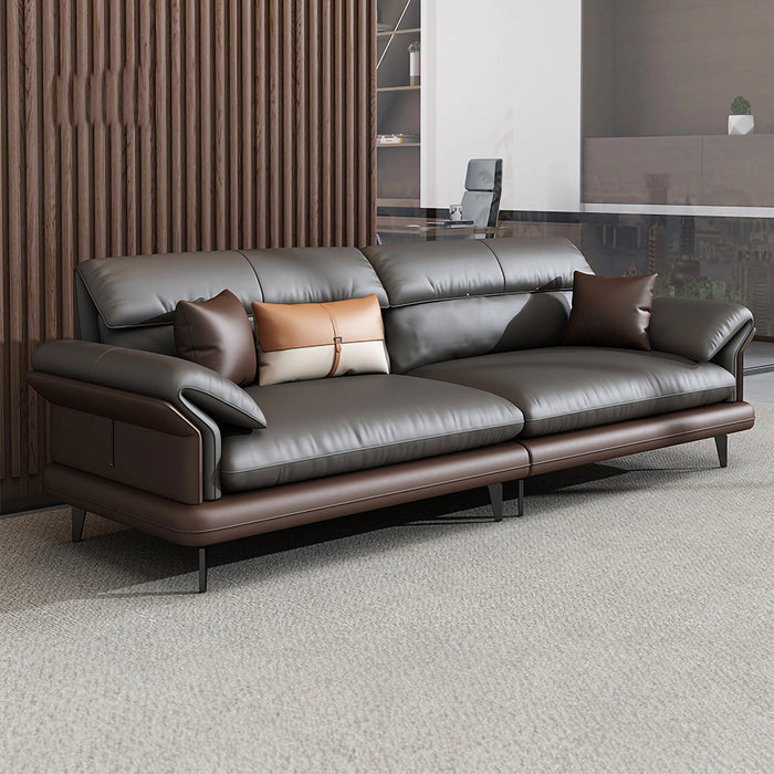 Owen 47-83" Black/Beige PU/Genuine Leather Lounge Seating Sofas | AF [ZT] LY-Q6