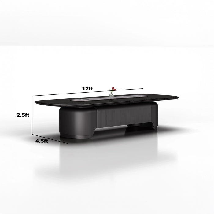 Arcadia 高端优质 7 至 20 英尺金属银色会议桌，适用于会议室和董事会议室，带无线充电功能