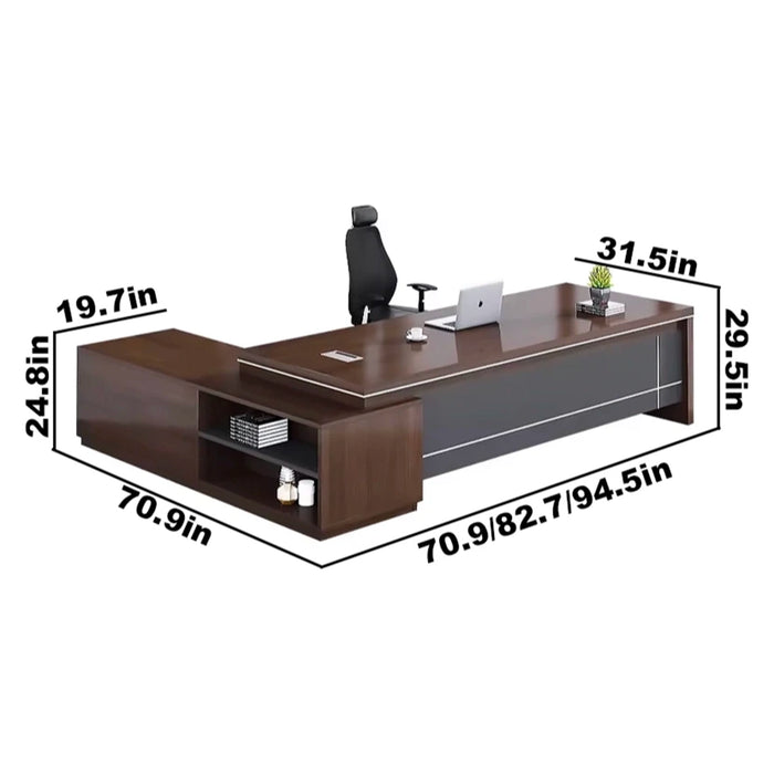 Alfonso 71-95" Brown L-shaped Executive Desk | AF XY-088A