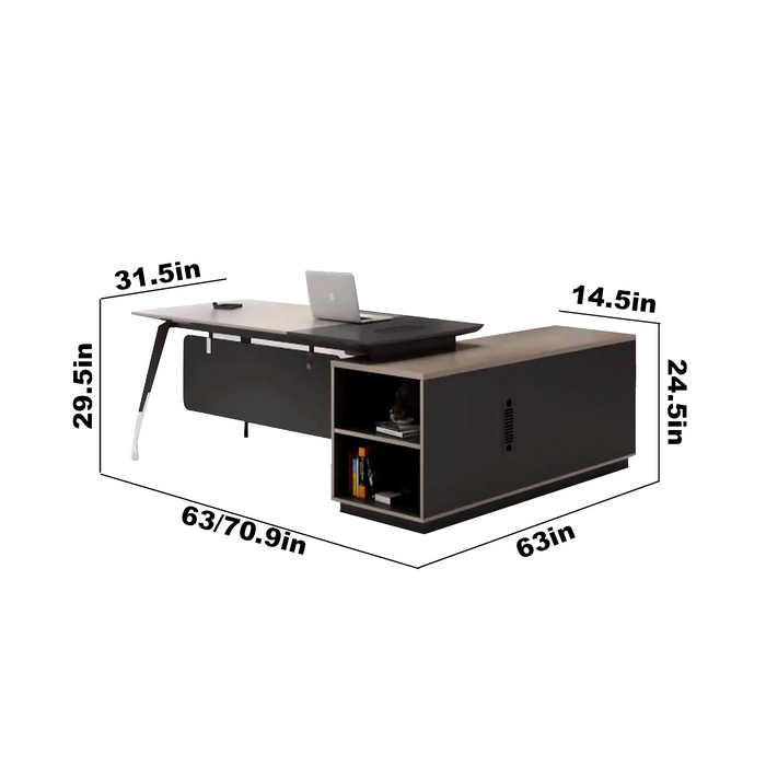 Amara 63-71" Gray L-shaped Executive Desk | AF JY-51