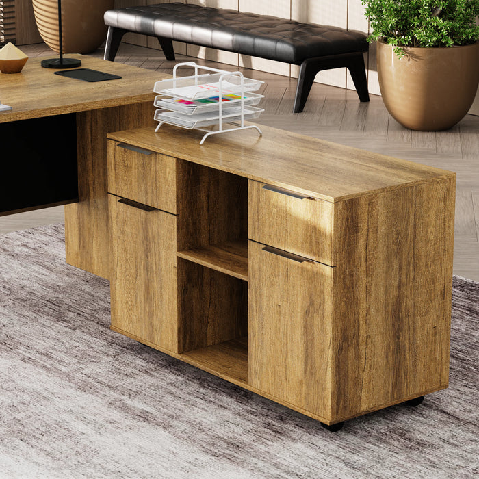 Escritorio ejecutivo rectangular Angel de 79" con gabinetes de almacenamiento | AF Essence Carnegie WX-M2506