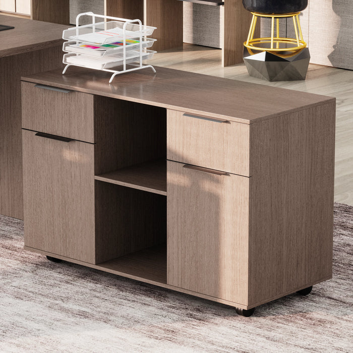 Escritorio ejecutivo rectangular Angel de 79" con gabinetes de almacenamiento | AF Essence Carnegie WX-M2506