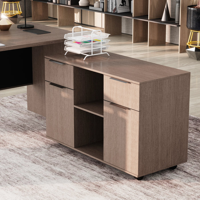 Escritorio ejecutivo rectangular Angel de 79" con gabinetes de almacenamiento | AF Essence Carnegie WX-M2506