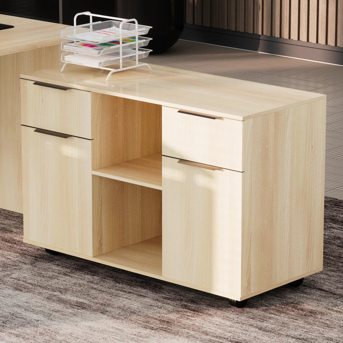 Escritorio ejecutivo rectangular Angel de 79" con gabinetes de almacenamiento | AF Essence Carnegie WX-M2506