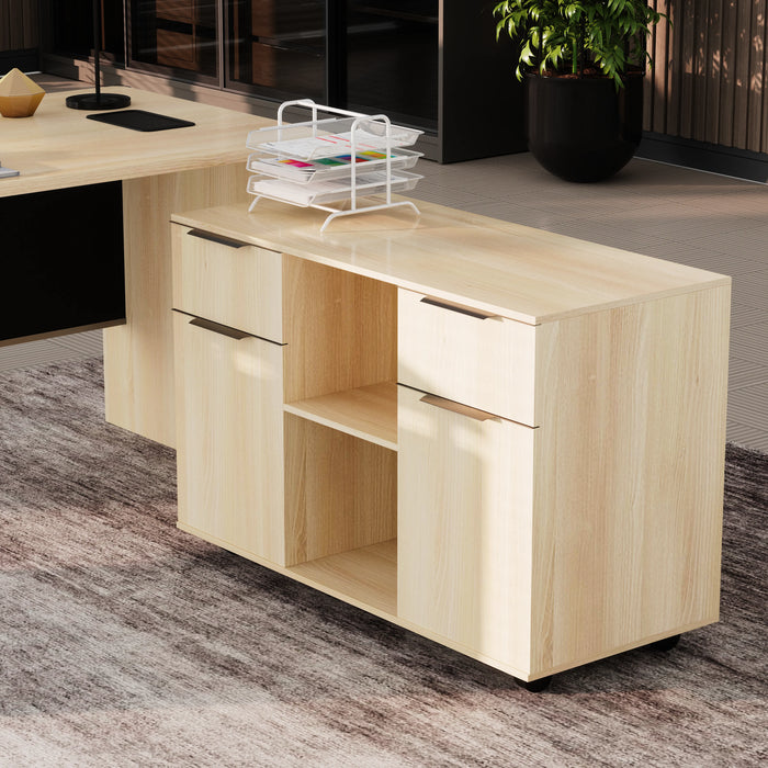 Escritorio ejecutivo rectangular Angel de 79" con gabinetes de almacenamiento | AF Essence Carnegie WX-M2506