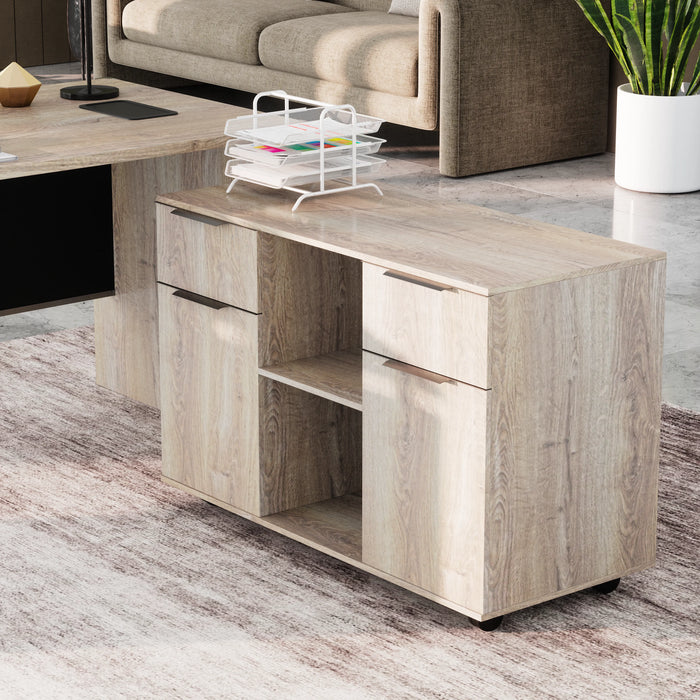 Escritorio ejecutivo rectangular Angel de 79" con gabinetes de almacenamiento | AF Essence Carnegie WX-M2506