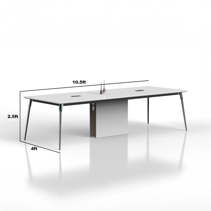 Arcadia High-end High Quality 7 to 11ft Ivory White Conference Table for Meeting Rooms and Boardrooms with Charging Ports