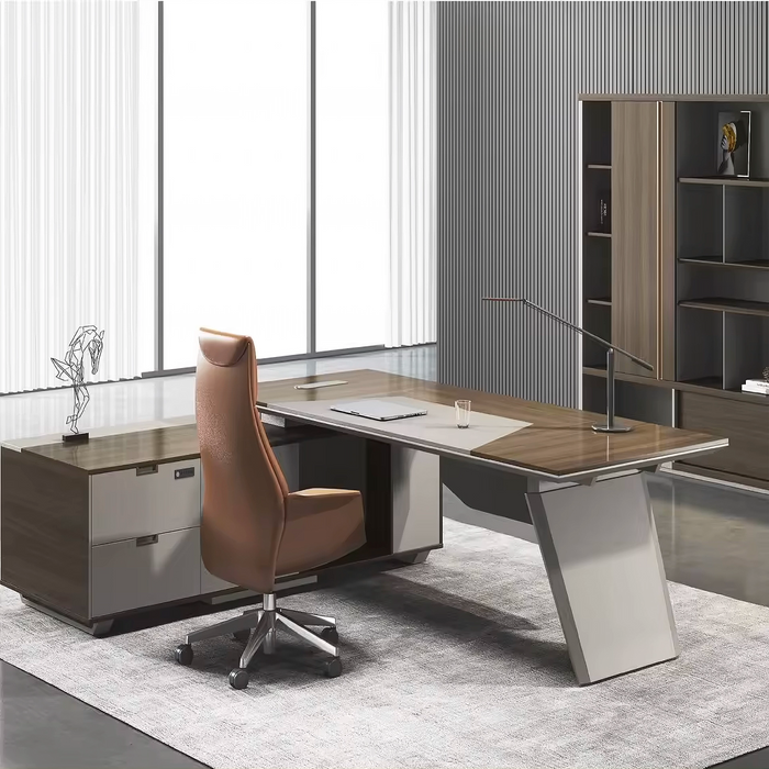 Sancho 110" Brown L-shaped Executive Desk | AF BS-OBS-BT-28